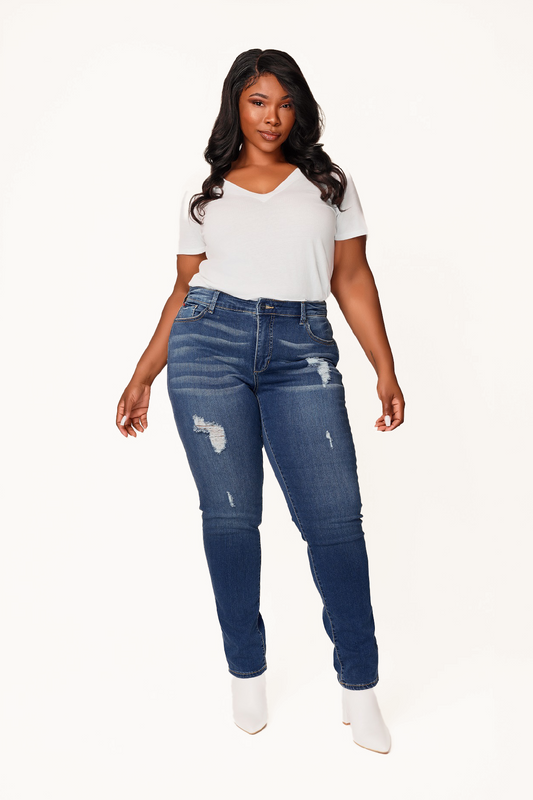 Denim High Rise Boyfriend rolled in 28" Inseam - Margot