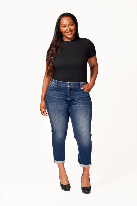 Denim Mid Rise Boyfriend in rolled 25.5" Inseam - Eleanor