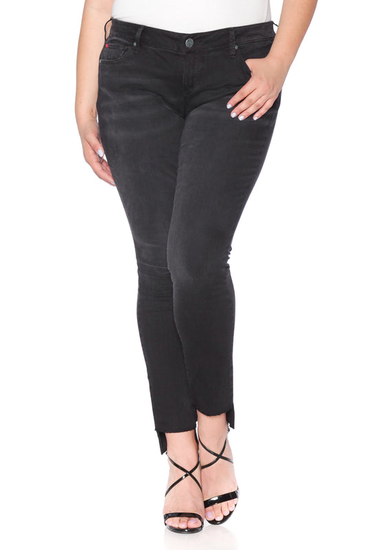 The Mid-Rise Step Hem Skinny - Charcoal - SLINK JEANS