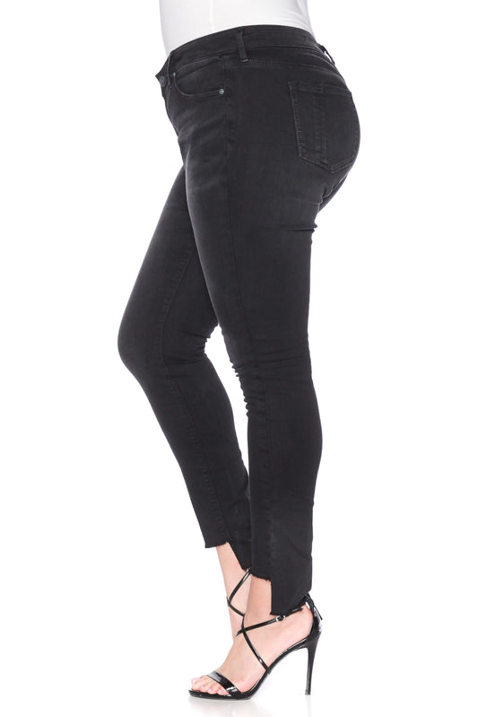The Mid-Rise Step Hem Skinny - Charcoal - SLINK JEANS