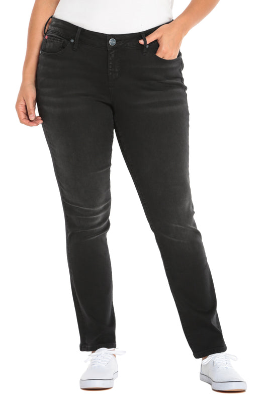 Mid Rise Straight Leg Jean - BLACK - SLINK JEANS