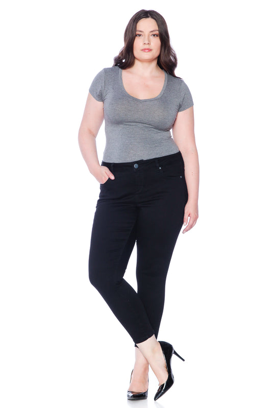 High Rise Ankle Jegging - SOLID BLACK - SLINK JEANS