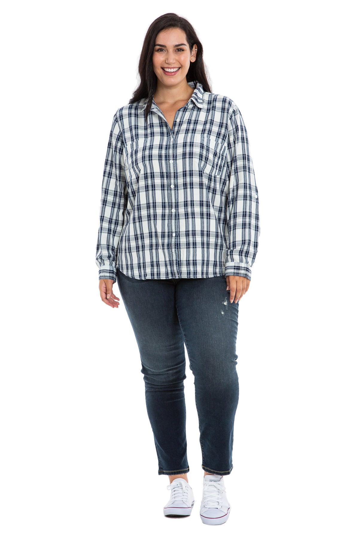 EXS007639 PLAID SHIRT WHT WHITE - SLINK JEANS