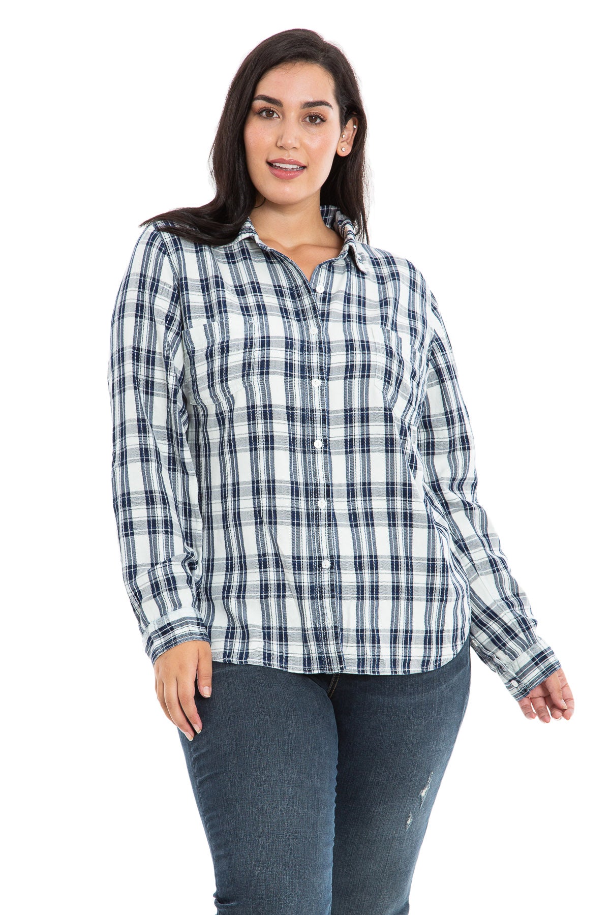 EXS007639 PLAID SHIRT WHT WHITE - SLINK JEANS