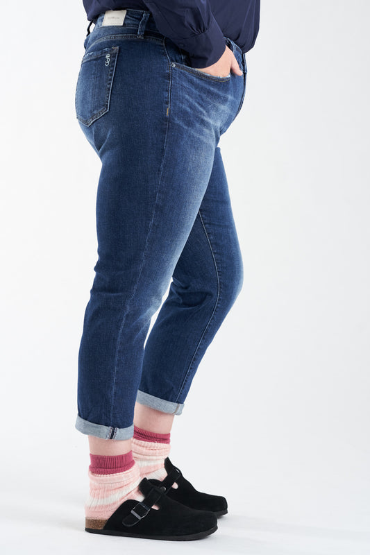 Denim Mid Rise Boyfriend in rolled 25.5" inseam - Karen