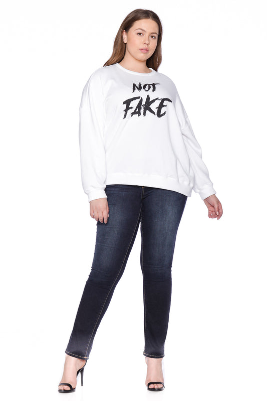 Not Fake Crewneck - WHITE - SLINK JEANS