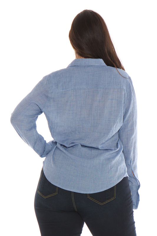 Crinkled Shirt - CHAMBRAY - SLINK JEANS