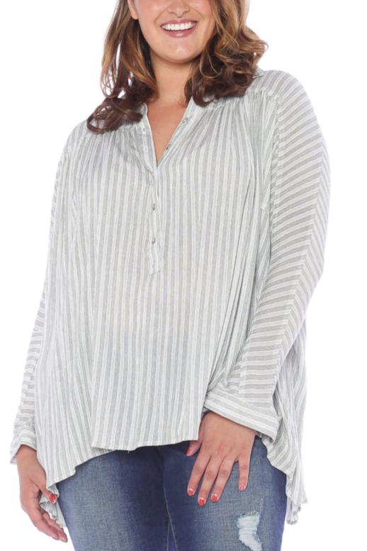 Stripe Babydoll Top - OLIVE - SLINK JEANS