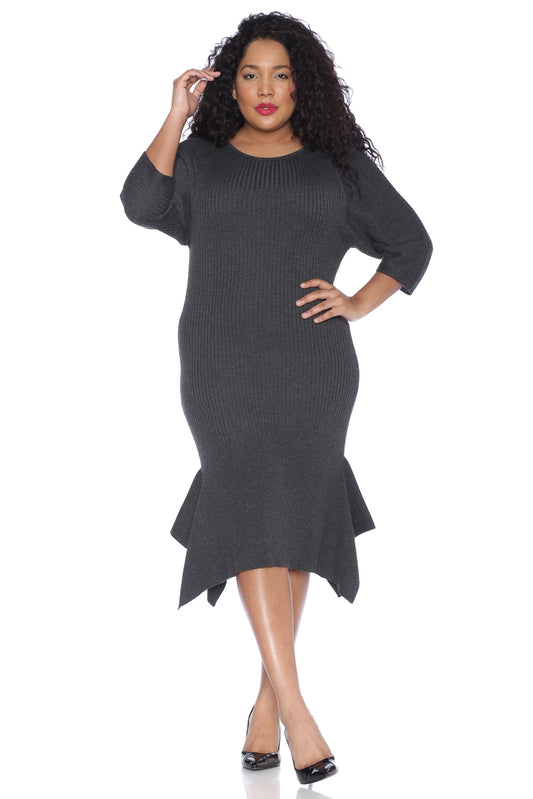 Sweater Dress with Ruffle Hem - SLINK JEANS