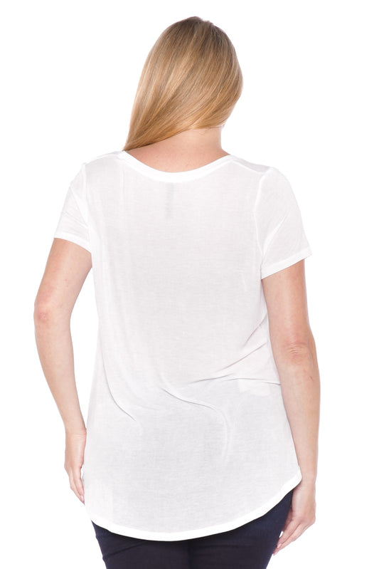 Hi-Lo Short Sleeve Scoop Neck Tee - SLINK JEANS