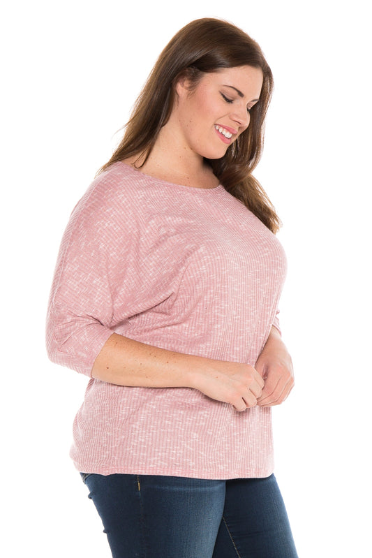Dolman Sleeve Marble Knit Top - SLINK JEANS
